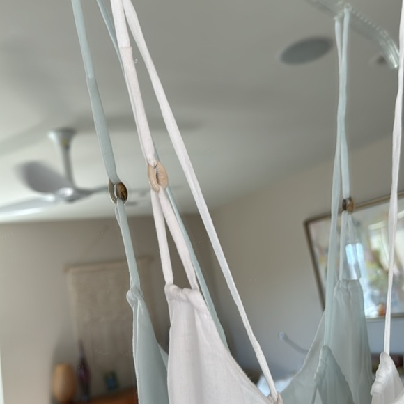 Indah Open Back Cross Tie Ruffle Bottom White Maxi Dress - Picture 5 of 6